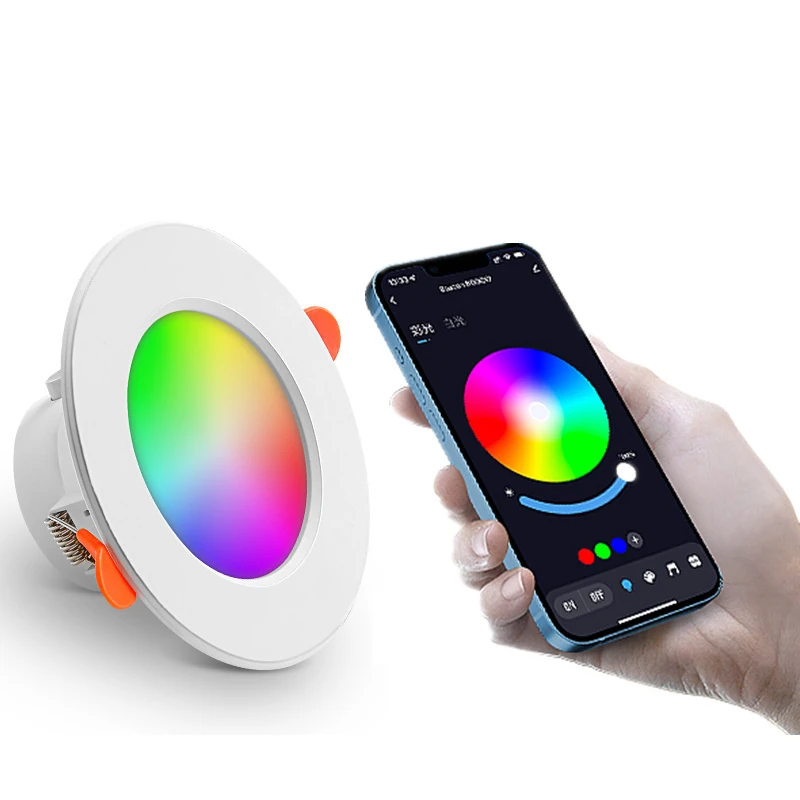 (image for) 10W LED Smart Downlight RGB+CCT 16 Million Colors 2700K~6500K 800 Lumens Works With Alexa Voice Tuya Bluetooth APP Control