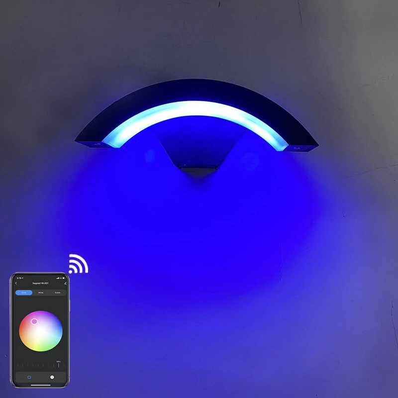(image for) 9W Arc Shape Tuya WiFi Wall Light RGBW Color Change and Dimming Works with Smart Life APP Google Home and Alexa Voice Control
