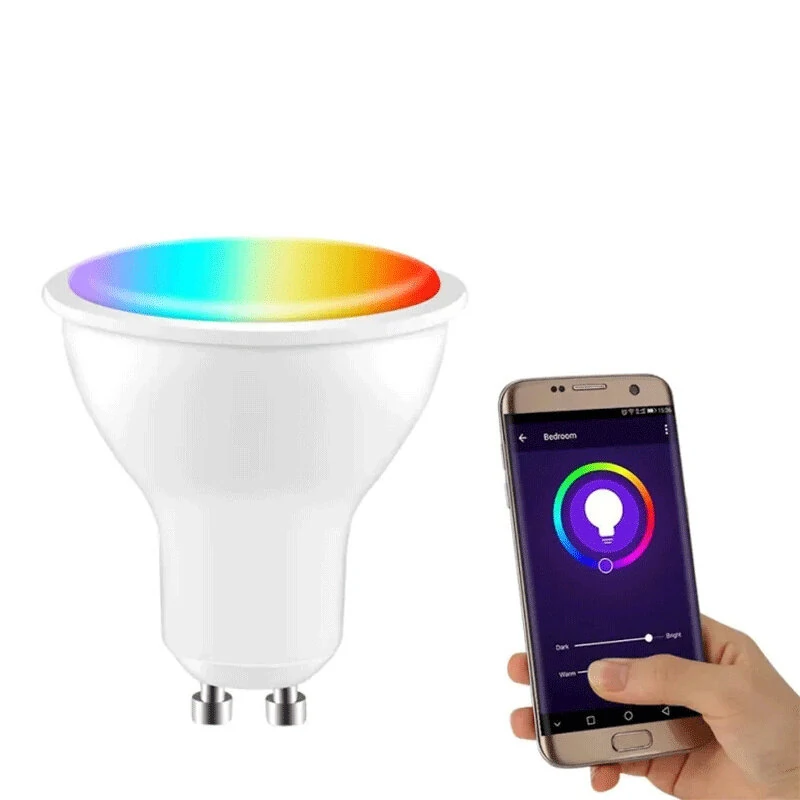 (image for) CROSIKO 5W GU10 RGB LED Light Bulb Works With Tuya WIFI Smart Alexa Google Voice Control Bluetooth Bedroom Lamp Bulbs Adjustable Light