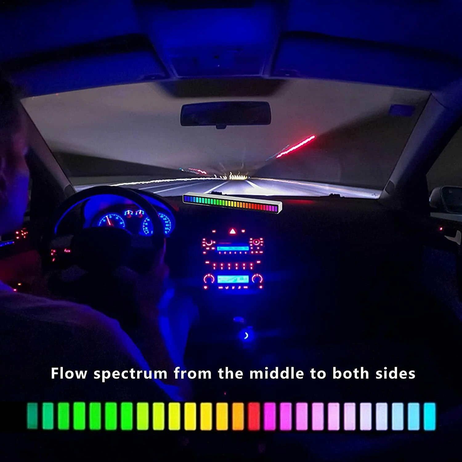 (image for) RGB Pickup Lights Sound Control LED Light Smart App Control Color Rhythm Ambient Lamp For Car/Game Computer Desktop Decorative Light